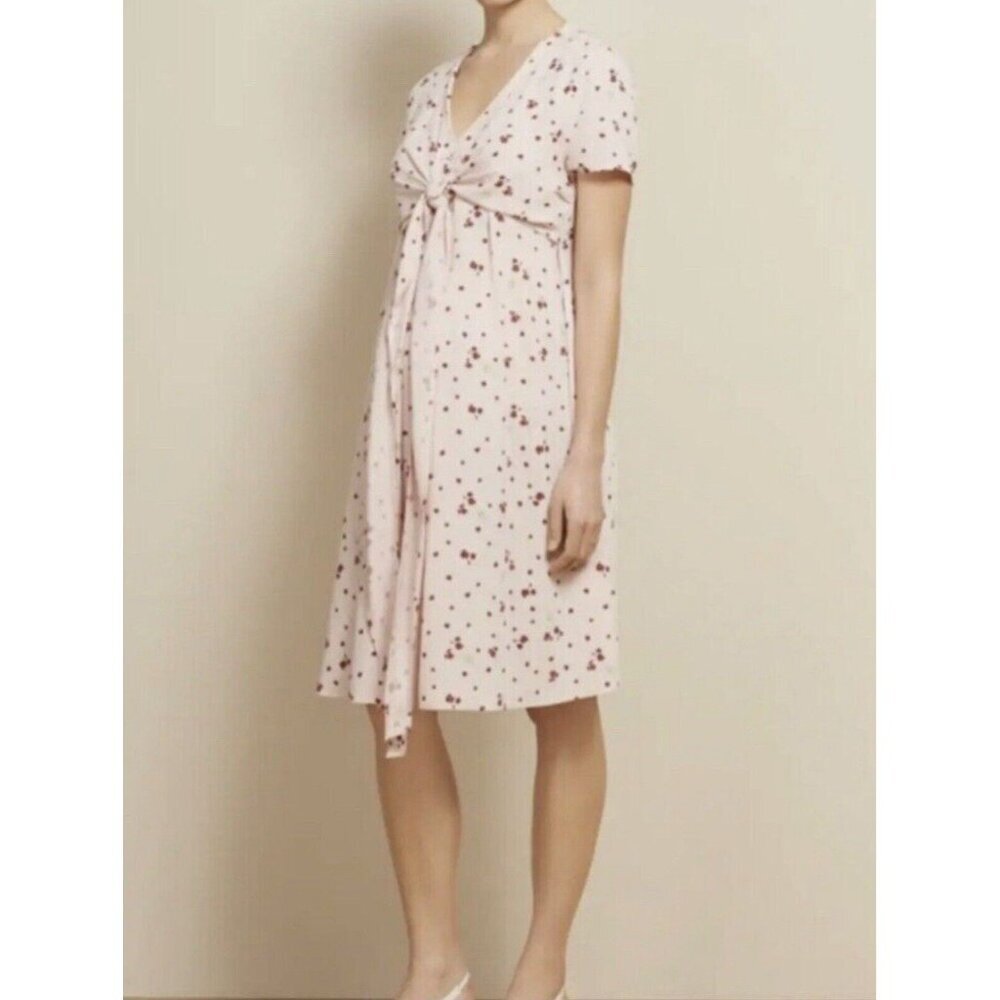 Isabella Oliver Leonie Tie Pink Blush Petal Print Maternity Dress Size US 10 NWT